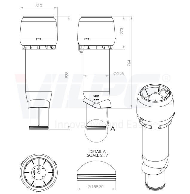 73467 Р-Вентилятор Е220Р/160/700 (серый) чертеж