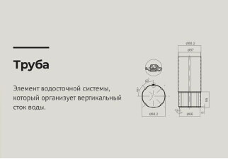  Чертеж Труба водосточная d 90 мм длина 3000 мм RAL3005 OSNO ﻿ Элемент водосточной системы, который организует вертикальный сток воды.