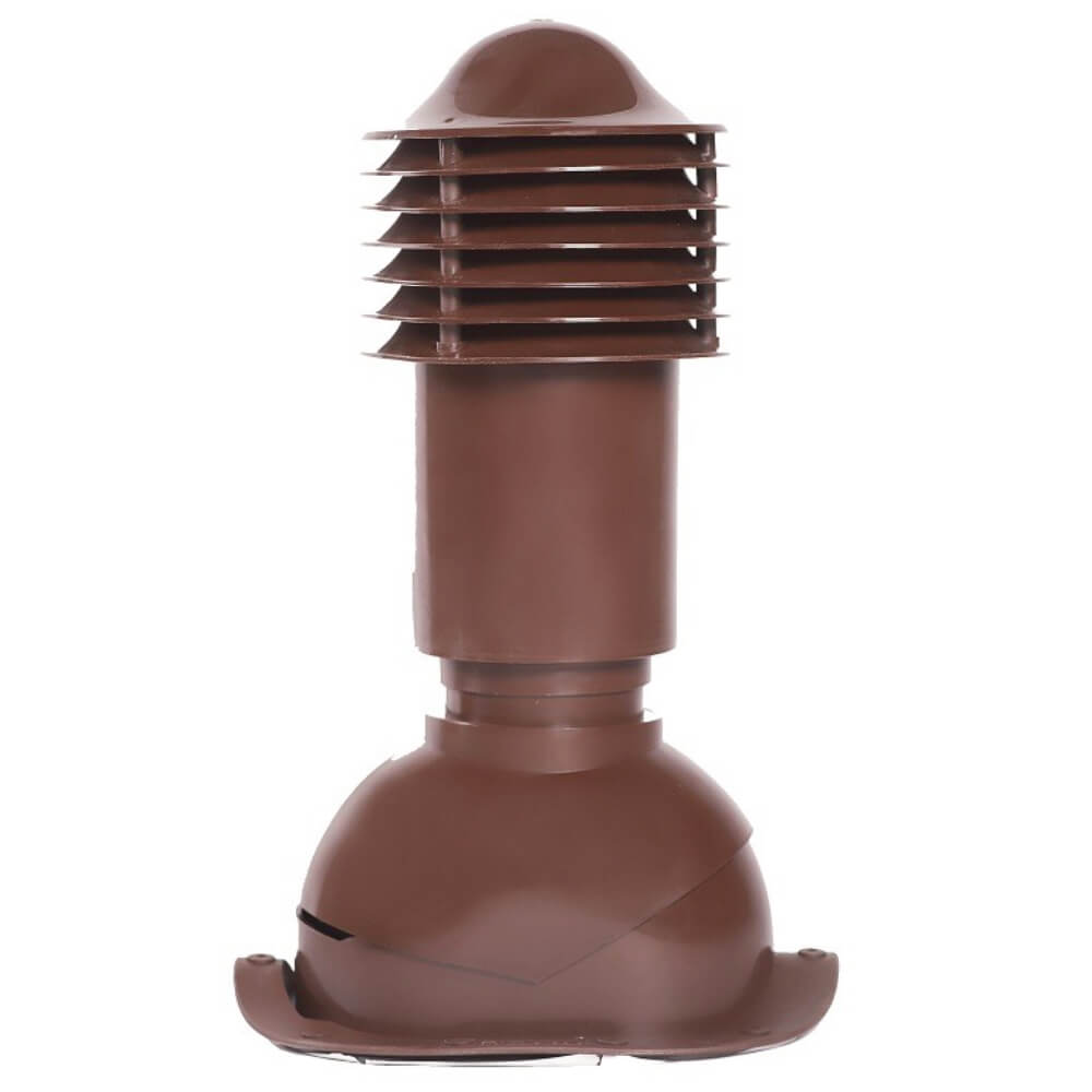 Труба вентиляционная VIOTTO d110мм h550мм для металлочерепицы RAL8017 коричневая вид сбоку