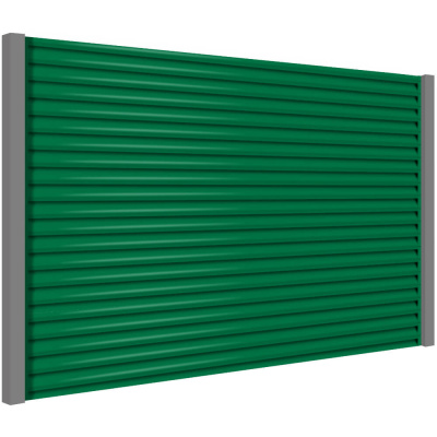 Секция забора жалюзи из ламелей еврожалюзи RAL6029 Зеленая Мята с металлическими столбами
