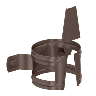 Держатель трубы водостока d100 на дерево RAL 8017 Коричневый металлический вид