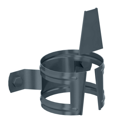 Держатель трубы водостока d100 на дерево RAL 7024 Серый Графит металлический вид