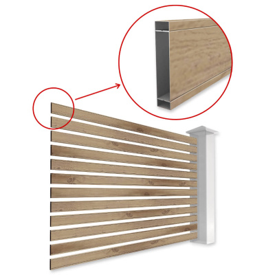 Металлопланкен для забора ранчо под дерево Светлый Дуб 3D Принтек на секции